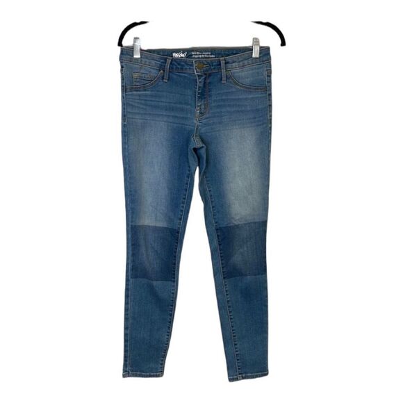 Mossimo Denim Mid Rise Jegging Crop Jeans Knee Patch Blue Light Wash Size 4/27R - Picture 1 of 6